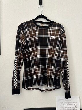 🤎🏔️ Helly Hansen LIFA Brown Plaid Base Layer Long Sleeve — Size